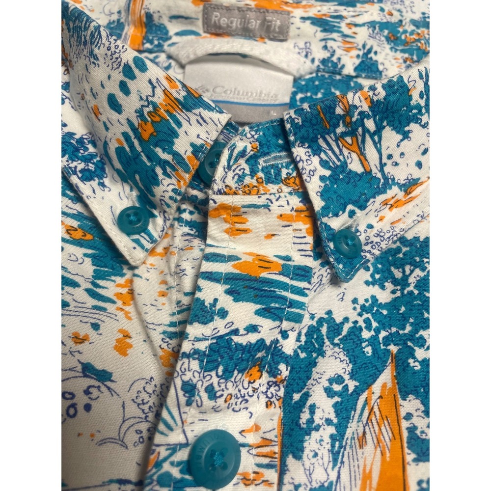 Columbia Rapid Rivers Boat All Over Print Short Sleeve Shirt Men's Large - Picture 7 of 10